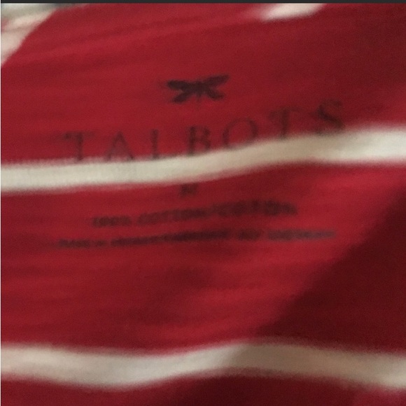 3/$20 Talbots red & white striped 3/4 sleeve top w/ embellishments. - Picture 4 of 4